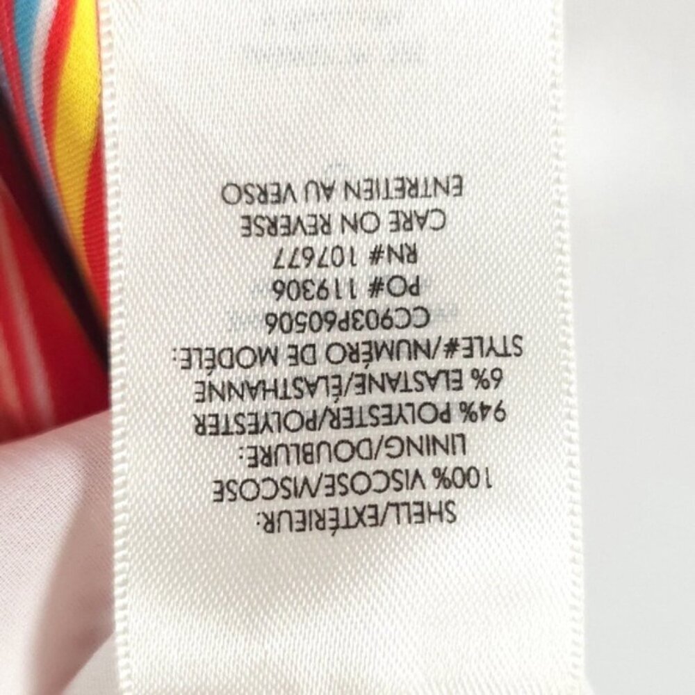 NWT Alice + Olivia Kalia Red Multicolor‎ Striped Halter Tieback Mini Dress LARGE - Picture 14 of 16